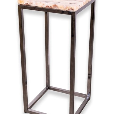 Contemporary Modern Marble & Chrome Square Pedestal 