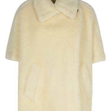 Max Mara 'Tebe1' Cape In White Alpaca Blend Woman