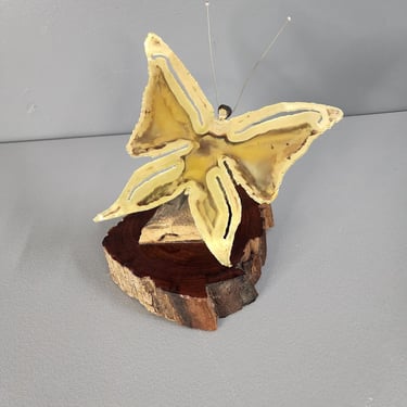 Mid Century Brass Butterfly Sculpture Art 