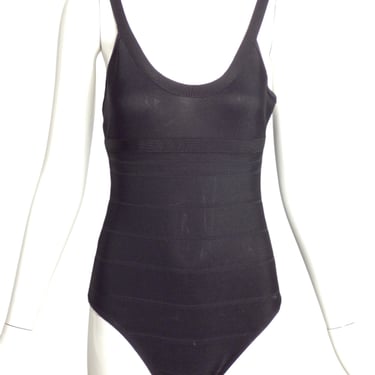 HERVE LEGER- Black Bandage Knit Swimsuit, Size 4