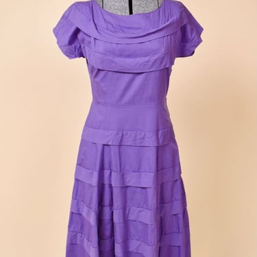 Purple 50s Cotton Dress By Brief Measure, XS