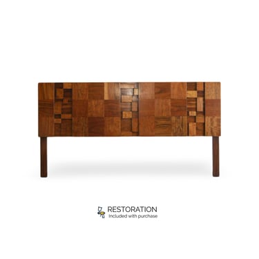 Lane "Staccato" Brutalist Mid Century Modern Mosaic King Headboard c. 1970s 