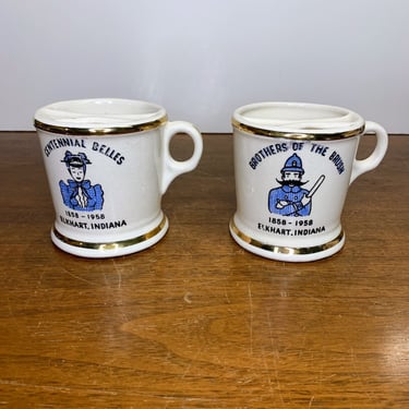 Vintage Mustache Mugs Brothers of The Brush Centennial Belles Elkhart Indiana 