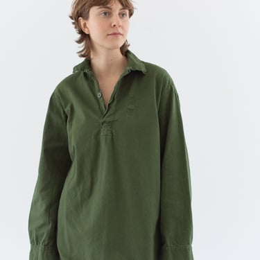 Vintage Forest Green Lightweight Popover Tunic Shirt | Pullover | Cotton Henley | L | GP018 