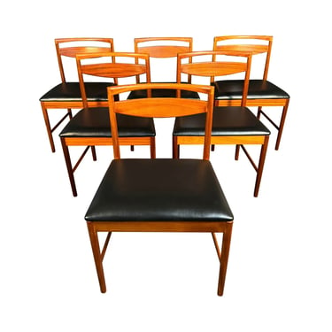 Set of 6 Vintage British Mid Century Modern Mahogany Dining Chairs by McIntosh 