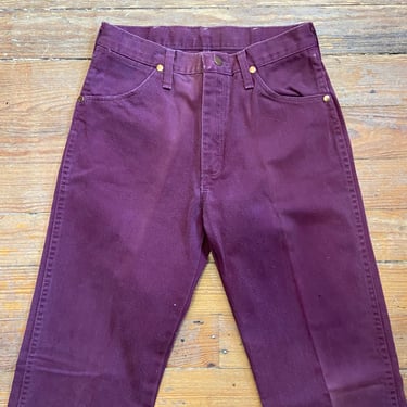 Vintage 90s Maroon Wrangler Jeans Straight Leg Long 26 Waist by TimeBa