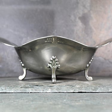 Vintage Pewter Trinket Dish | Flower Shaped Small Bowl | Footed Pewter Bowl | Colonial Silver Company 