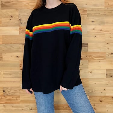 Rainbow Striped 90's Vintage UnionBay Pullover Knit Sweater Top 