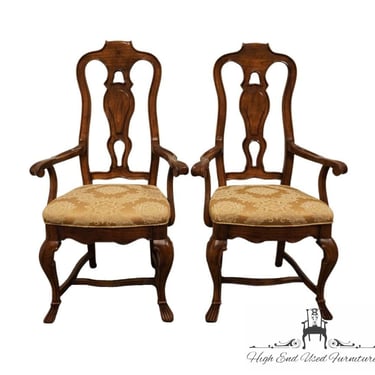Set of 2 HIBRITEN FURNITURE Italian Neoclassical Tuscan Style Splat Back Dining Arm Chairs 637-556 