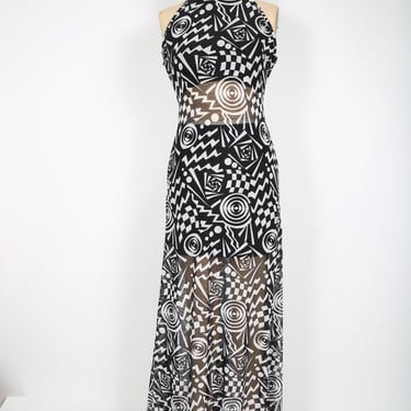Black and White Long Bodycon Maxi Dress Modern Streetwear Summer 