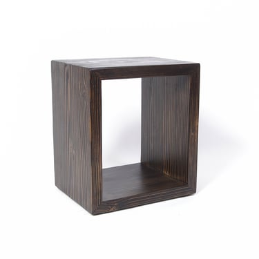 Solid Wood Stool, Reclaimed Wood Seating, Pedestal Table, Rustic Wood Nightstand - Dark Walnut 