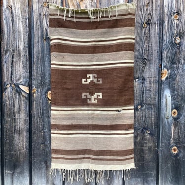 Vintage Mexican Rug -- Vintage Mexican Wool Rug -- Brown Vintage Rug -- Vintage Boho Rug -- Mexican Decor -- Vintage 5 by 2.5 Rug 