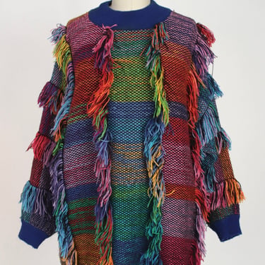 1990s Rainbow Fringe Sweater