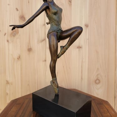 Vintage Bronze Ballerina Sculpture by Peggy Mach