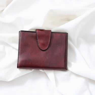 vintage leather wallet - 70s womens wine red burgundy clutch billfold bill fold 