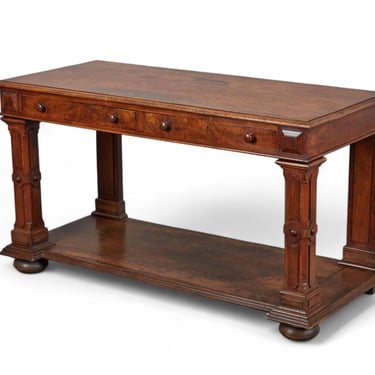 George IV Walnut & Burl Walnut Two-drawer Console Table