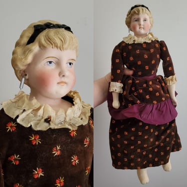Antique China Head Doll with Blonde Hair and Pierced Ears - Antique German Dolls - Collectible Dolls - 18