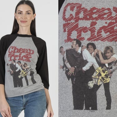 Vintage 80s Cheap Trick T Shirt, Heather Grey Rock Tee, Mens Womens Concert Top 