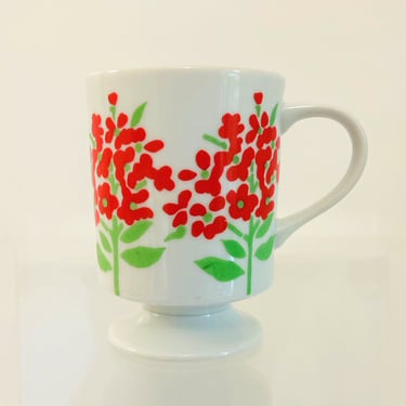 Vintage Groovy Orange Flower Power Porcelain Coffee Cup | Check