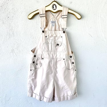 Vintage 90s Express Zip Up Short Overalls 1990s Cargo Shortalls Khaki Cutoff Shorts 