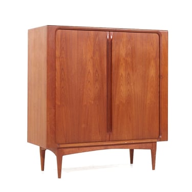 Bernhard Pedersen Mid Century Danish Teak Tambour Door Armoire Highboy Dresser - mcm 