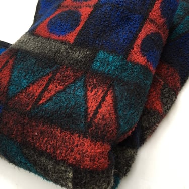Vintage Biederlack Geometric Blanket/Throw, Biederlack of The Americas, Cumberland MD, Reversible Fleece Throw, Dorm, Farmhouse, Mid Century 