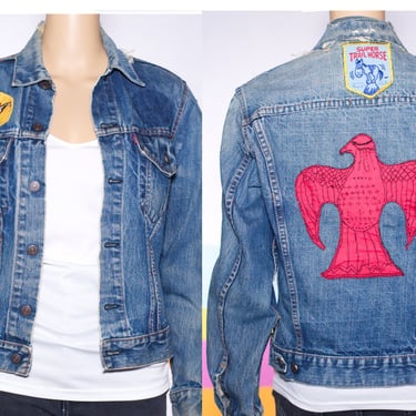 Vintage RARE 1960s Levi's Big E Trucker Denim Jacket with Patches | XS/Small 
