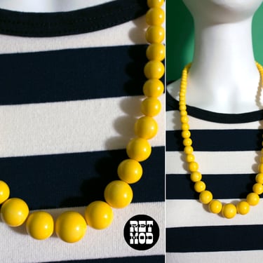 Simple Yet Chic Vintage Bright Yellow Graduated Beaded Necklace 