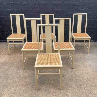 Set of 6 Mid-Century Modern Lacquered & Cane Dining Chairs, c.1970’s 