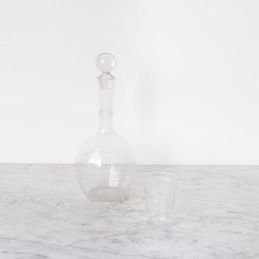 Etched Bar Carafe with Blown Glass Tumbler