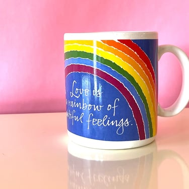 Vintage 80s Rainbow Love + Happiness Mug 