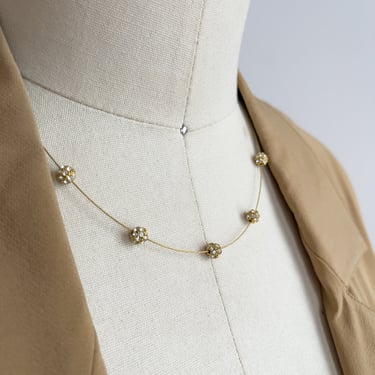 dainty gold necklace vintage rhinestone ball choker 