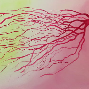 Blood Vessels - Original watercolor painting - hematology art 