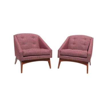 Mid century modern Vintage pair Kroehler lounge club chairs restored adrian pearsall style 