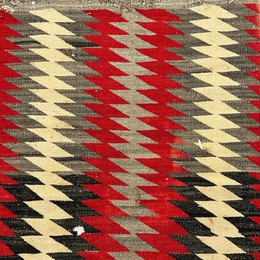 1940s Eye Dazzler Navajo Rug - Red Gray Black White - 41