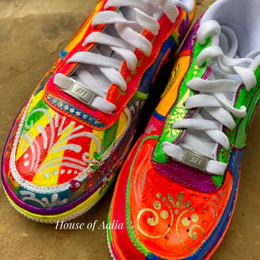 Custom Nike Air Force 1’s / Pakistani Truck Art / Customized Sneakers Tennis Shoes Painted Shoes 