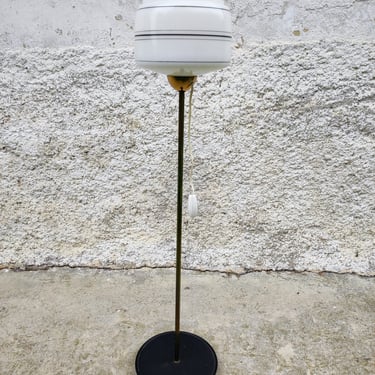 Vintage Floor Lamp / Retro Floor Lamp / 70's/ White Glass Floor Lamp / Metal and Glass Floor Light / Retro Light/ Vintage Lightning 