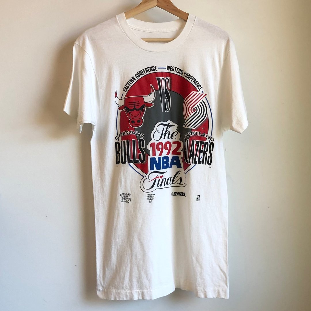 1992 Portland Trail Blazers vs. Chicago Bulls NBA Finals Tee Shirt ...