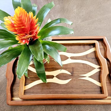 Vintage Scandinavian Teak Wood Nesting Tray Set 