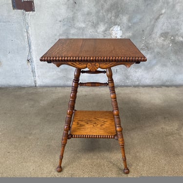 Antique Tiger Oak Plant Stand/Accent Table