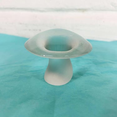 Vintage Glass Mushroom Viking Figurine Crystal Satin Frosted MCM Decor Mid-Century Retro Kawaii Kitsch Cute Home 1970s 1960s Rare HTF 