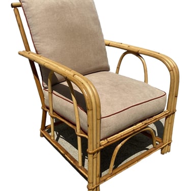Rare "1949er" Rattan 3-Strand Lounge Chair by Heywood Wakefield 