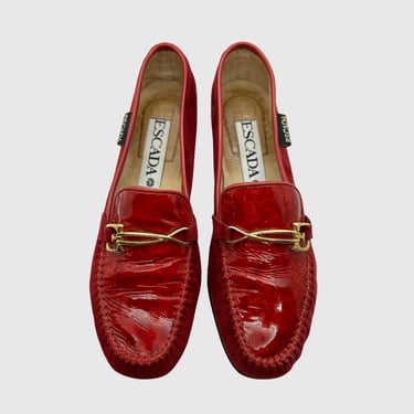 RED ESCADA LOAFERS | Women's Escada Loafers | Italian Leather Shoes | Designer Shoes | Made in Italy | Y2K | Women's size 6.5 