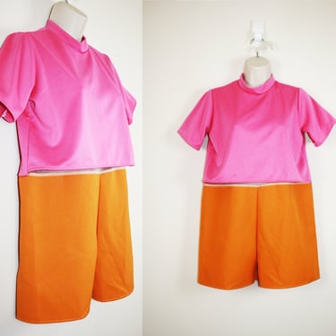 Vintage 1960s Pink & Orange Romper 