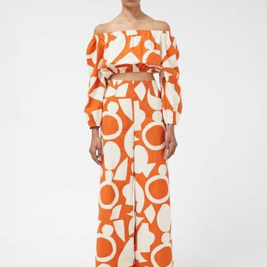 Compañia Fantasica - Geometric Print Trousers - Orange/Cream