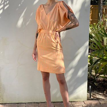 1970s Party Dress / Anthony Sofio Dress / Orange Crush Summery Dress 
