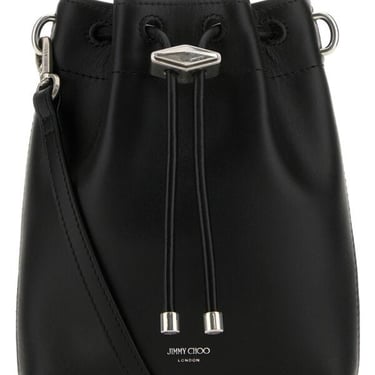 Jimmy Choo Women Black Leather Bon Bon Bucket Bag