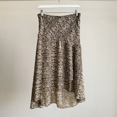 Brown Snakeskin Asymmetrical Skirt