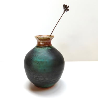 Vintage Studio Pottery Vase By Josh Weinstock, Pinched Hand Crafted Stoneware Weed Pot 