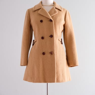 Classic 1960's Double-breasted Camel Hair Peacoat / Medium